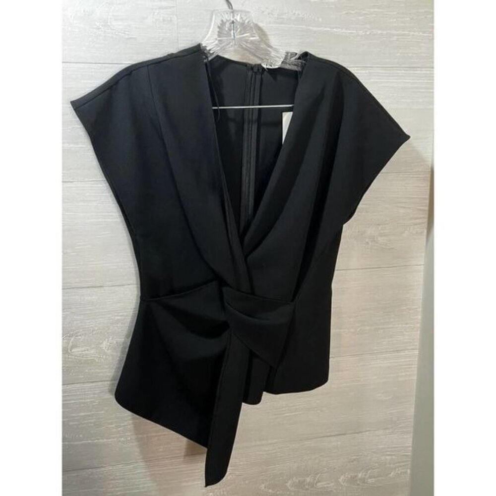 ZARA Women's V Neck Cap Sleeve Twist Front Blouse Small - Picture 5 of 7